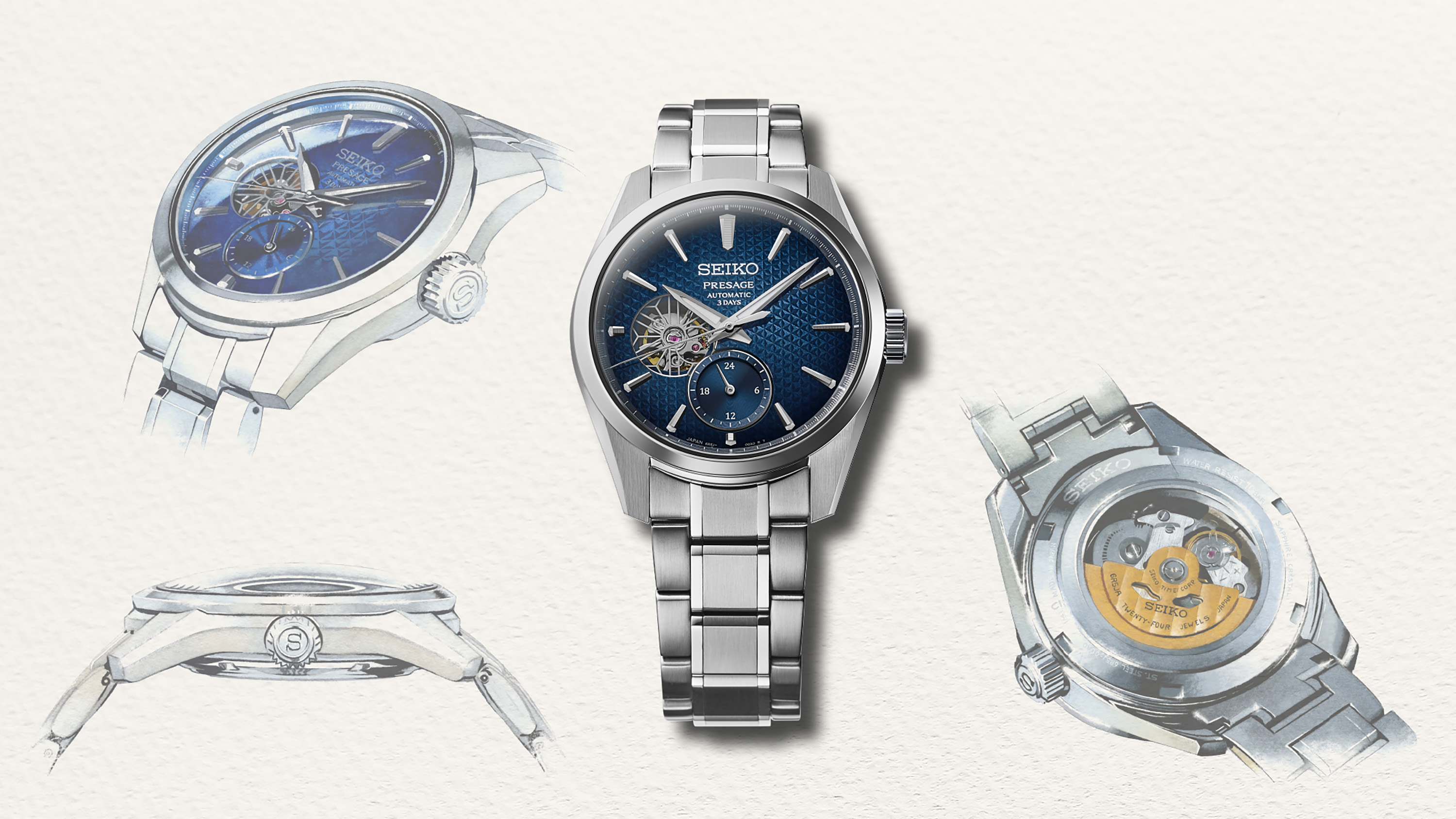 De Presage Sharp Edged Series evolueert met een nieuw 72-uurs mechanisch uurwerk in een nieuw horlogeontwerp.